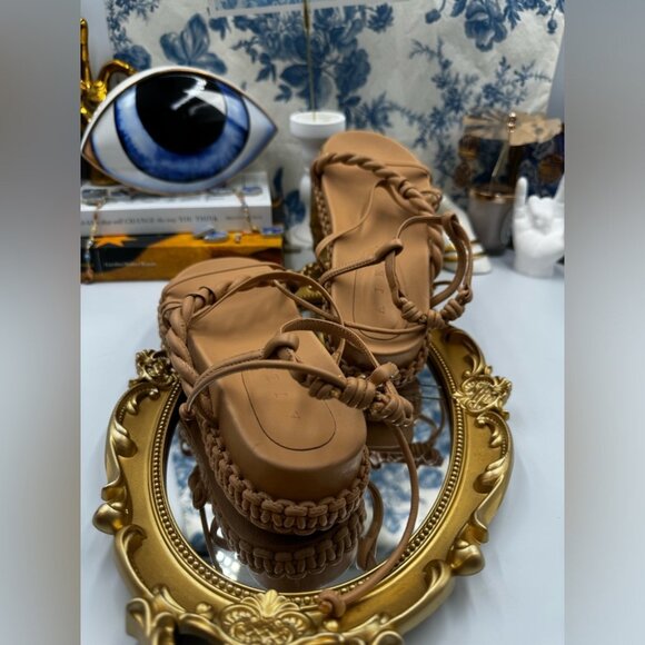🆕 AJE 🧿 NWOT Tryphena Platform Twist Sandal, Beige - SIZE 37 - Picture 6 of 16
